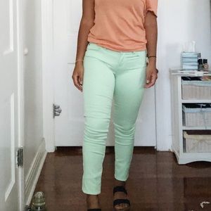 Mint green pants !